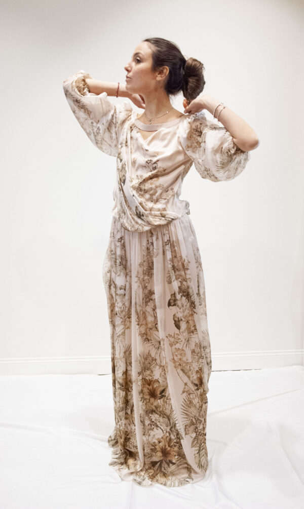 ALBERTA FERRETTI – abito fiori lungo chiffon