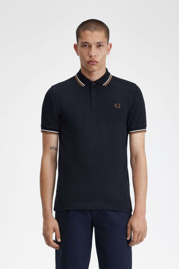 FRED PERRY – POLO M/M BLU CARAMELLO