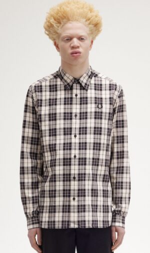 FRED PERRY – CAMICIA QUADRO BIANCO NERO