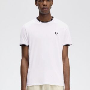 FRED PERRY – T-SHIRT BORDINO BIANCO