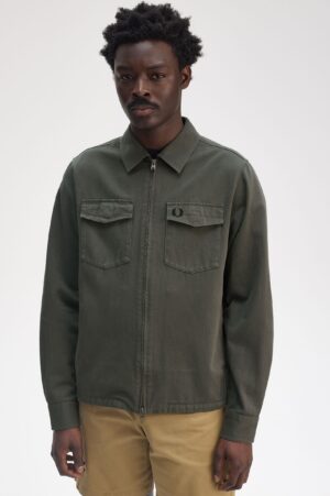 FRED PERRY – OVER SHIRT ZIP VERDE