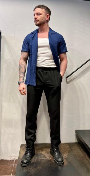 PORTUGUESE – CAMICIA SEERSUKER BLU