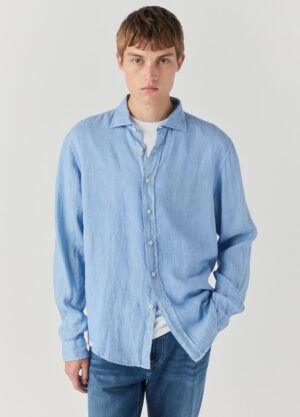 ROY ROGERS – CAMICIA LINO CELESTE