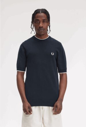 FRED PERRY – T-SHIRT LAVORATO  BLU