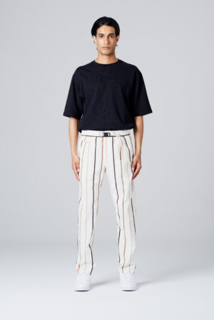 WHITE SAND – PANTALONE RIGATO MORO BIANCO