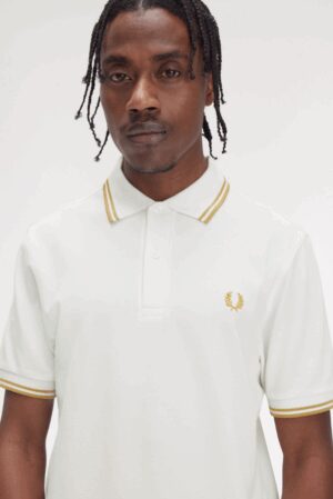 FRED PERRY – POLO BORDINO BIANCO GIALLO