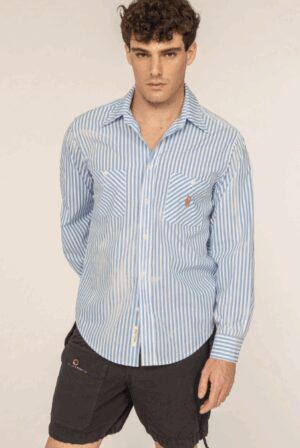 FRONT STREET 8 – CAMICIA GESSATO CELESTE