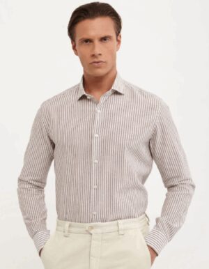 XACUS – CAMICIA BACCHETTATO MORO
