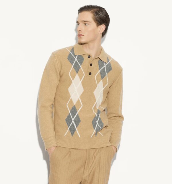 PAOLO PECORA MILANO – MAGLIA POLO  BEIGE GRIGIO