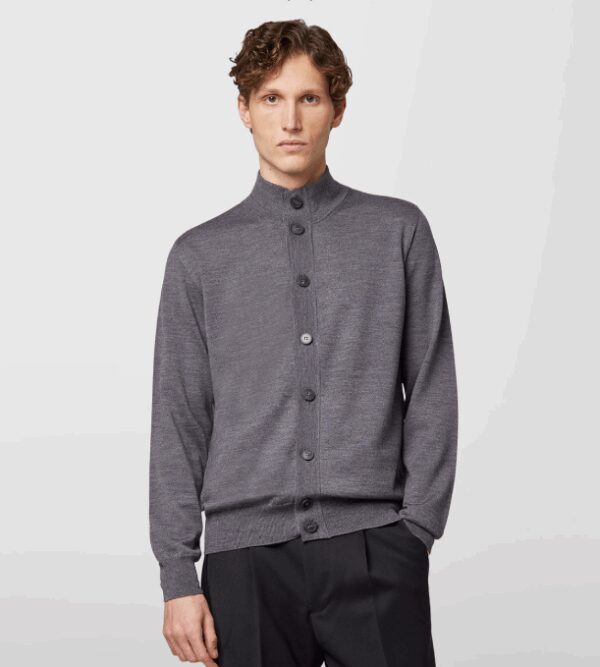 ALPHA STUDIO – CARDIGAN BOTTONI MERINOS ANTRACITE