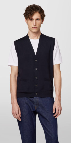 ALPHA STUDIO – GILET MERINOS BLU