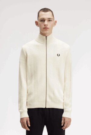 FRED PERRY – FULL ZIP LAVORATO ECRU