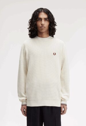 FRED PERRY – WAFFLE JUMPER ECRU