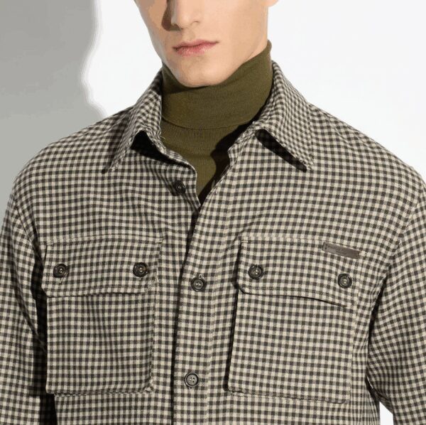 PAOLO PECORA MILANO – OVERSHIRT QUADRO CAMMELLO