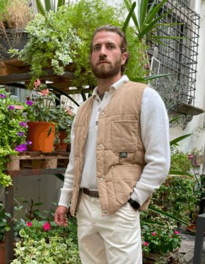 TAION – GILET VELLUTO BEIGE