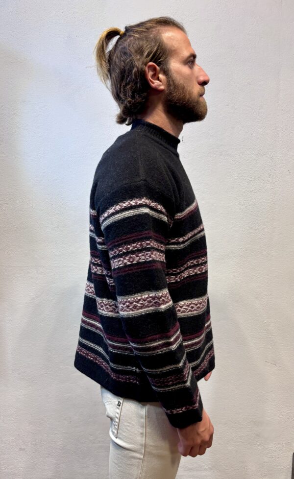 AMARANTO – MAGLIA GIRO JACQUARD NERO