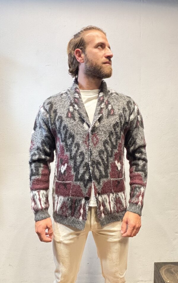 AMARANTO – CARDIGAN JACQUARD GRIGIO