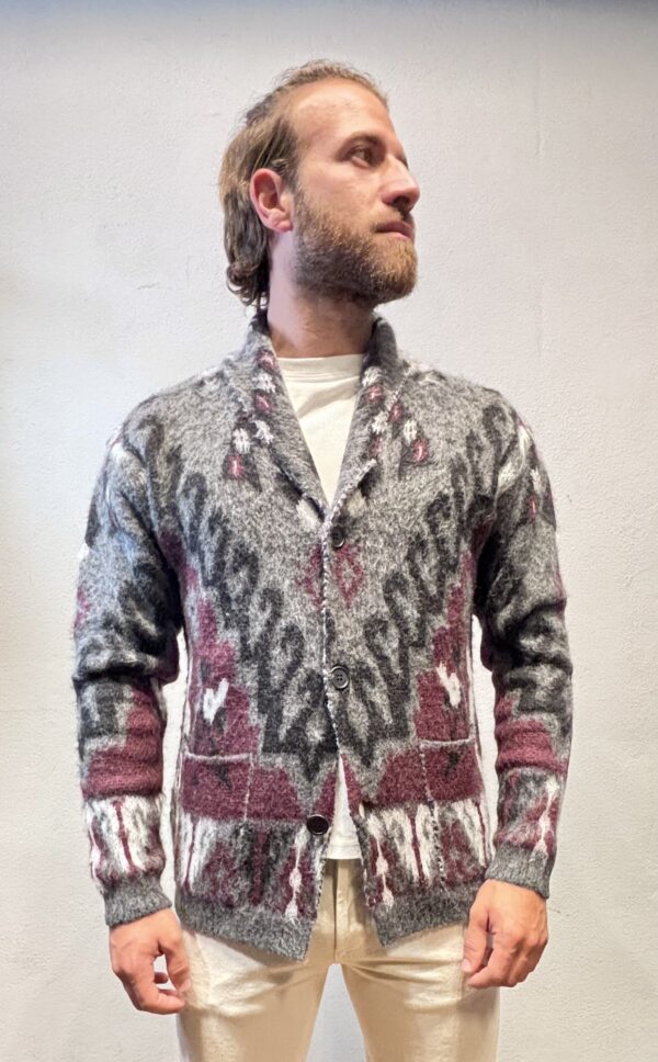 AMARANTO – CARDIGAN JACQUARD GRIGIO