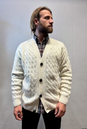 AMARANTO – CARDIGAN TRECCE PANNA