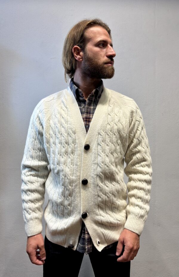 AMARANTO – CARDIGAN TRECCE PANNA