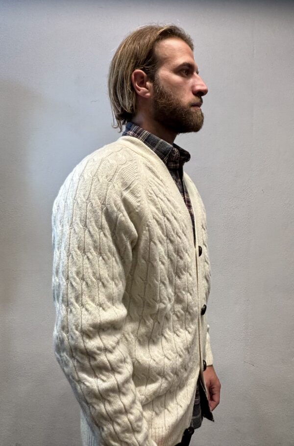 AMARANTO – CARDIGAN TRECCE PANNA