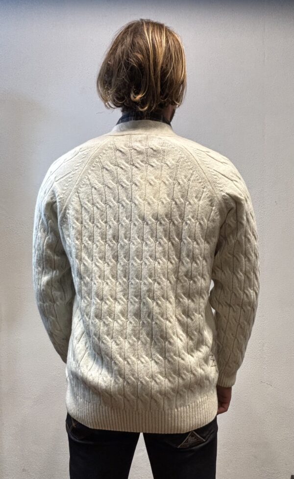 AMARANTO – CARDIGAN TRECCE PANNA