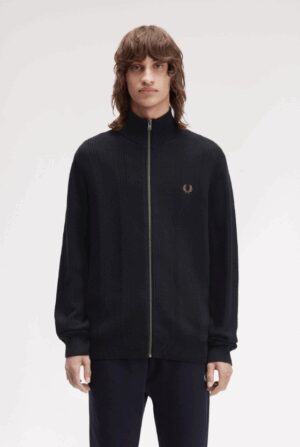FRED PERRY – FULL ZIP LAVORATO NERO