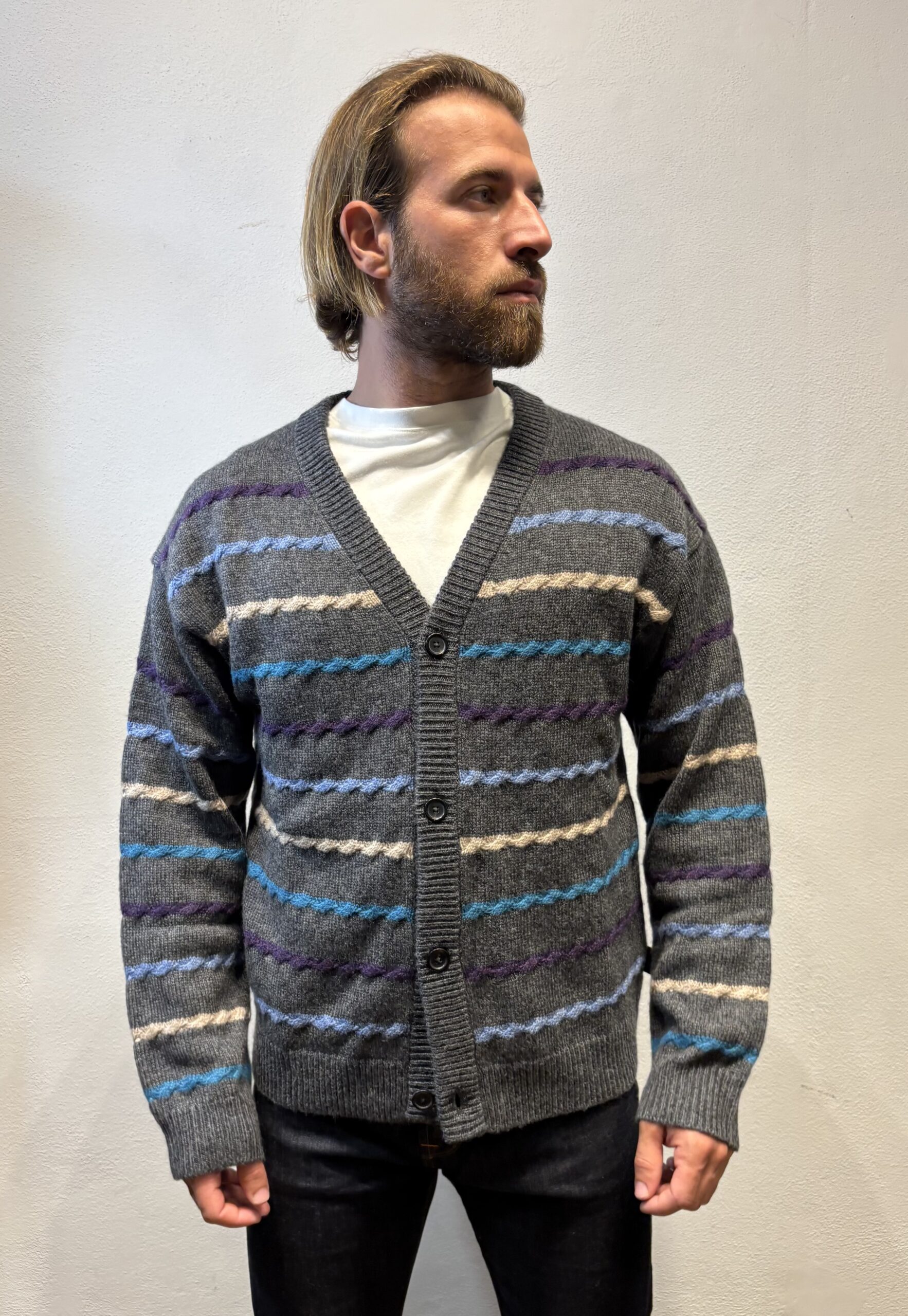 PAUL SMITH - CARDIGAN LANA RIGA GRIGIO PAUL SMITH – CARDIGAN LANA RIGA GRIGIO