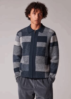 PAUL SMITH – BOMBER QUADRI ZIP BLU