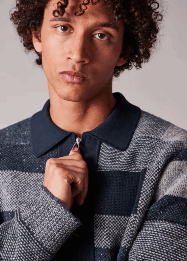 PAUL SMITH – BOMBER QUADRI ZIP BLU
