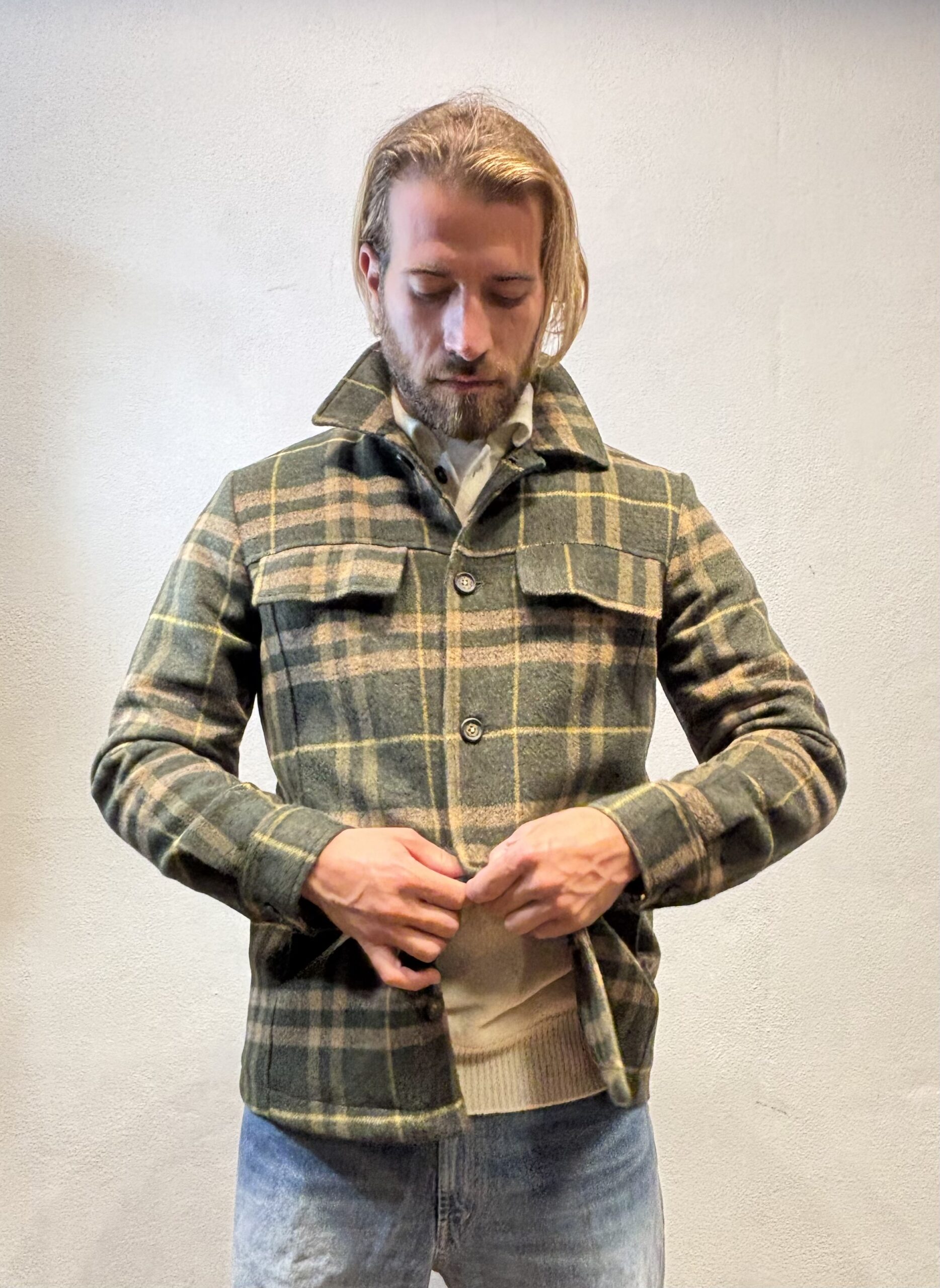 RENAVINE - OVERSHIRT LANA CHECK MILITARE RENAVINE – OVERSHIRT LANA CHECK MILITARE