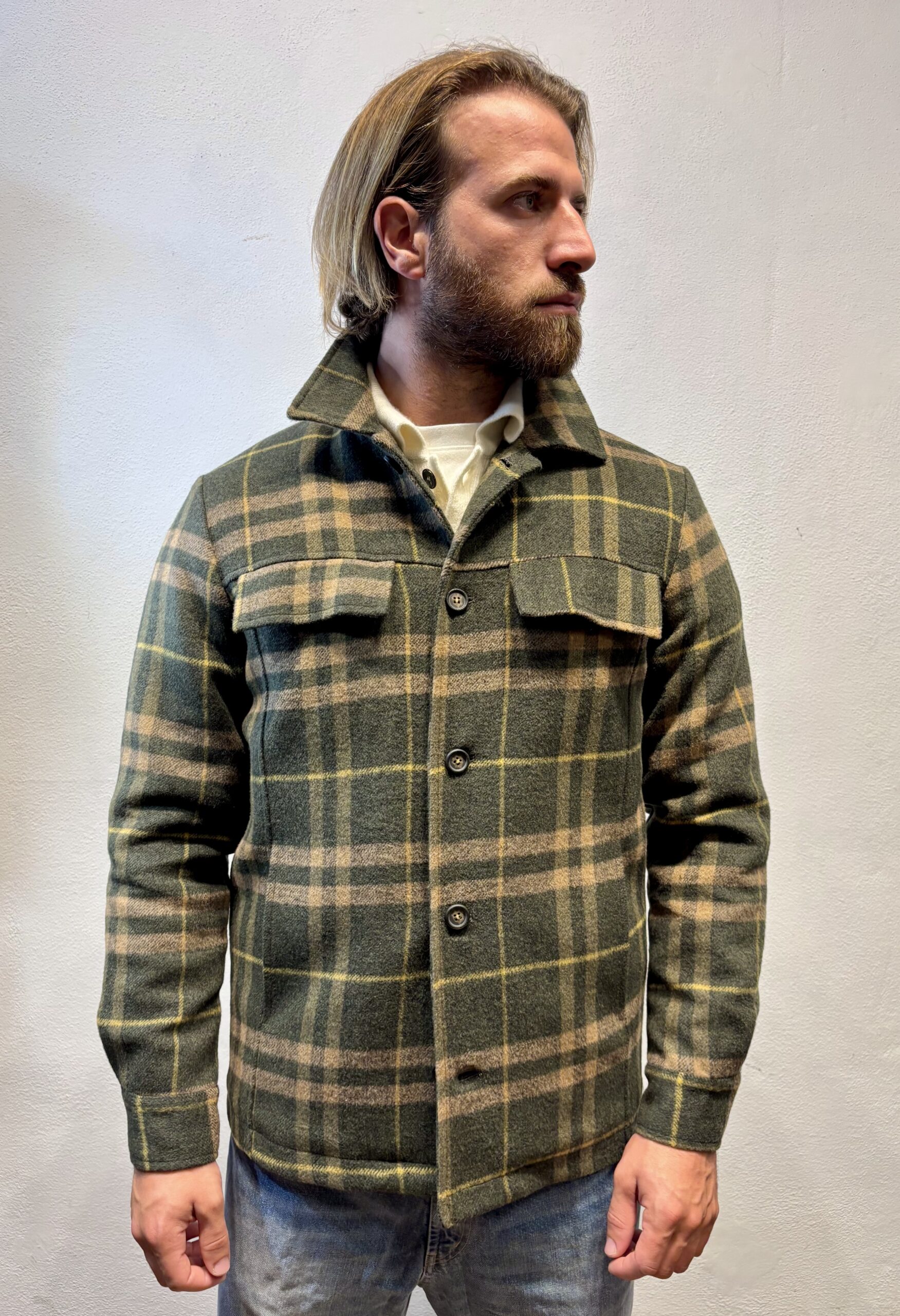 RENAVINE - OVERSHIRT LANA CHECK MILITARE RENAVINE – OVERSHIRT LANA CHECK MILITARE