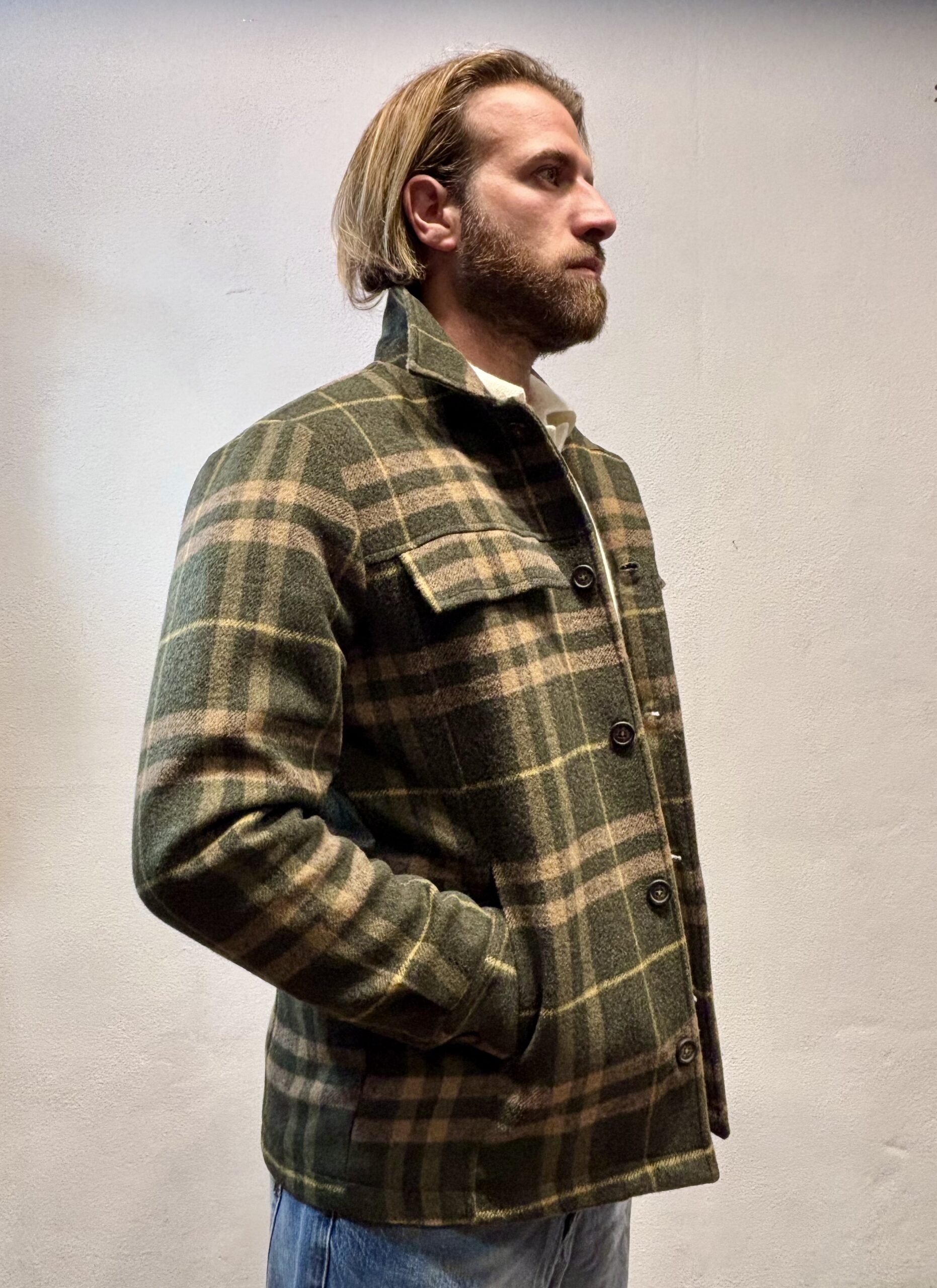 RENAVINE - OVERSHIRT LANA CHECK MILITARE RENAVINE – OVERSHIRT LANA CHECK MILITARE