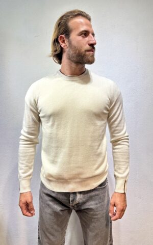 AMARANTO - CARDIGAN COSTE PANNA ALPHA STUDIO – GIROCOLLO LABSWOOL LATTE