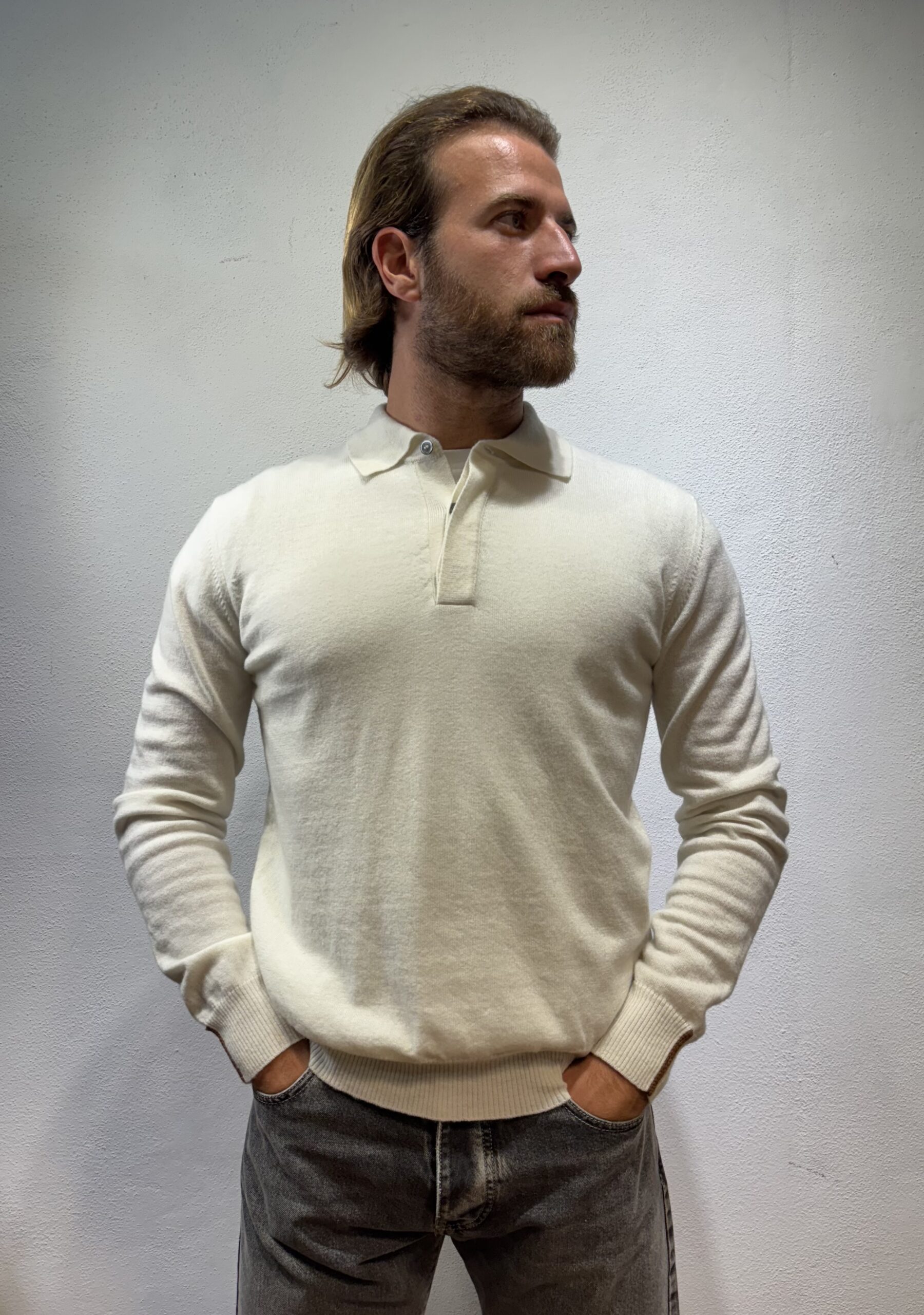 ALPHA STUDIO - POLO M/L LAMBSWOOL LATTE ALPHA STUDIO – POLO M/L LAMBSWOOL LATTE