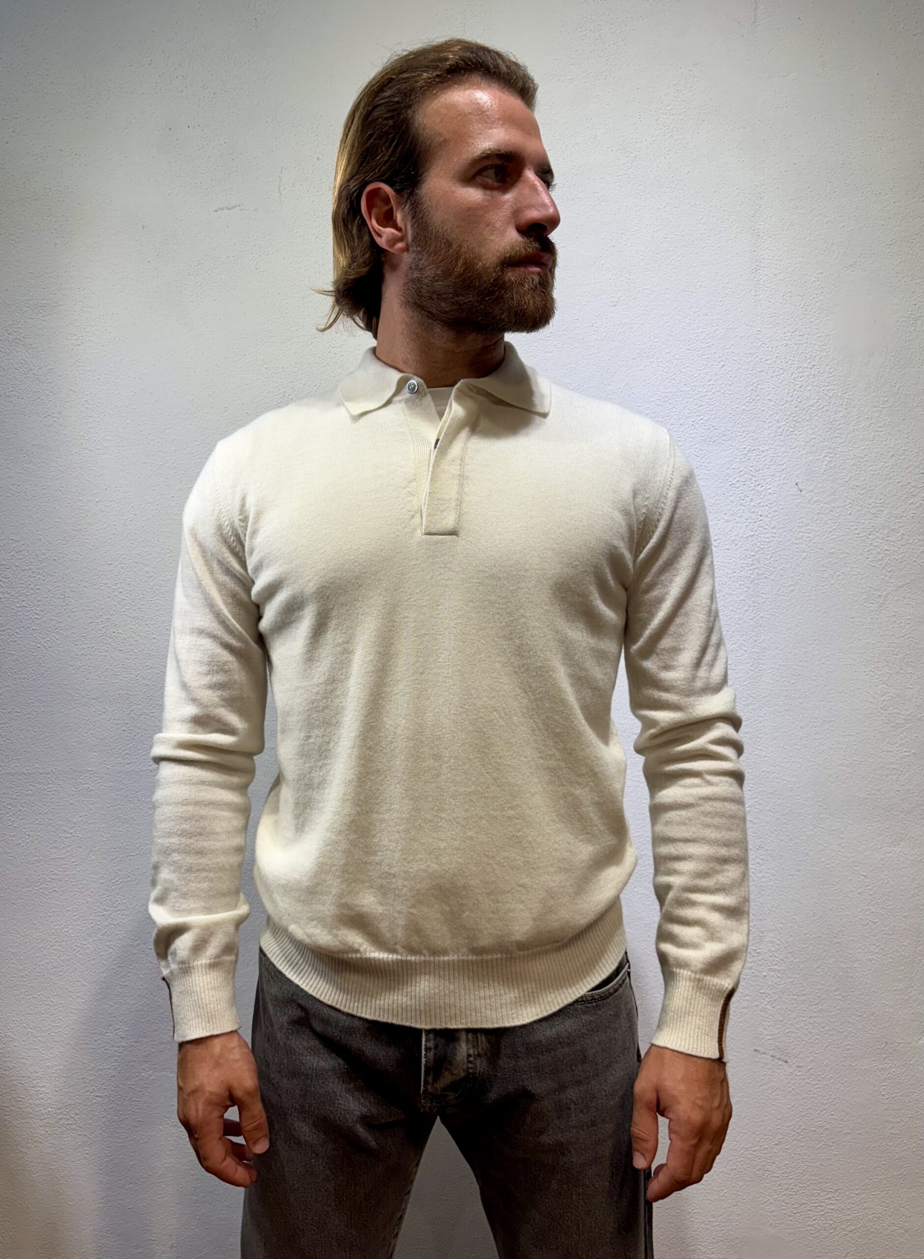 ALPHA STUDIO - POLO M/L LAMBSWOOL LATTE ALPHA STUDIO – POLO M/L LAMBSWOOL LATTE