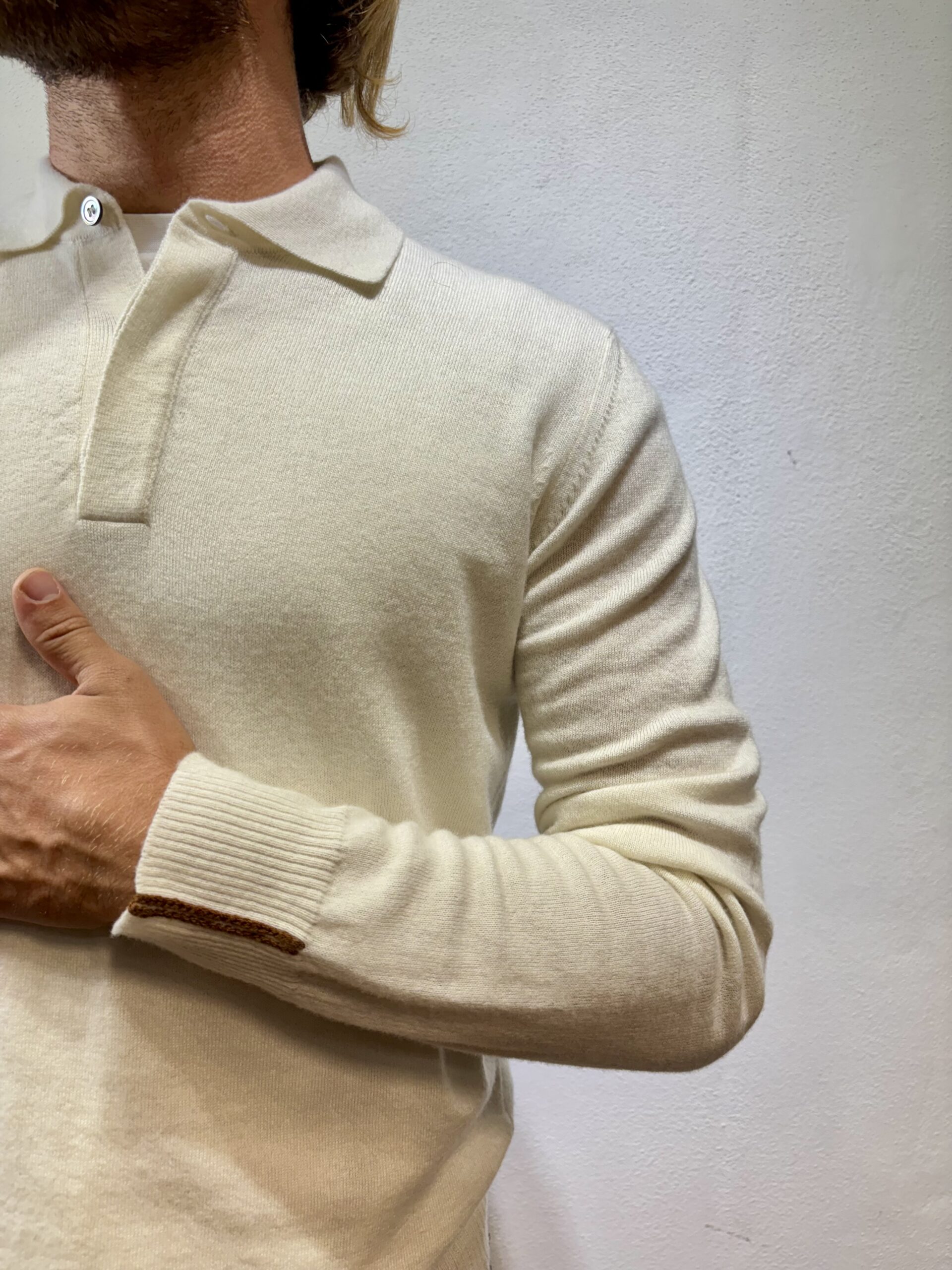 ALPHA STUDIO - POLO M/L LAMBSWOOL LATTE ALPHA STUDIO – POLO M/L LAMBSWOOL LATTE