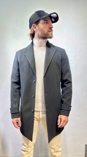 AMARANTO - CARDIGAN COSTE PANNA QB24 – CAPPOTTO MISTO NERO