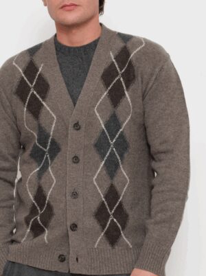 PAOLO PECORA MILANO – CARDIGAN ROMBI GRIGIO MORO