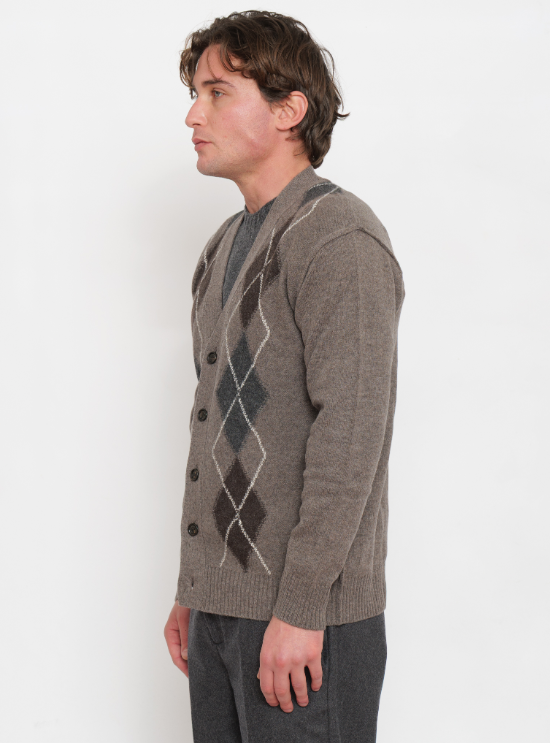 PAOLO PECORA MILANO - CARDIGAN ROMBI GRIGIO MORO PAOLO PECORA MILANO – CARDIGAN ROMBI GRIGIO MORO