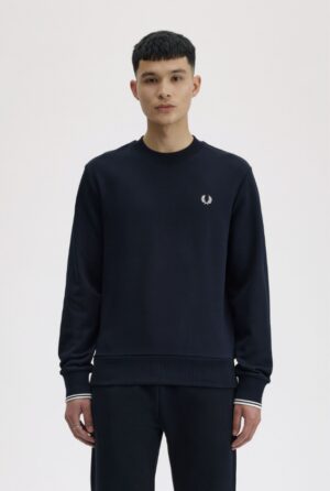 FRED PERRY – FELPA GIROCOLLO BLU