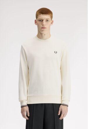 FRED PERRY – FELPA GIROCOLLO ECRU