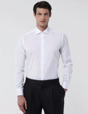 XACUS - CAMICIA LINO FLOREALE SABBIA XACUS – BOTTONE COPERTO BIANCO