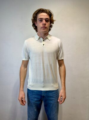PAOLO PECORA MILANO - CAMICIA PIQUET BIANCO ALPHA STUDIO – POLO M/M COT SETA LATTE