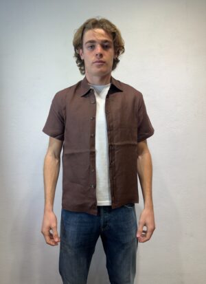 ALPHA STUDIO – CAMICIA M/M LINO CIOCCOLATO