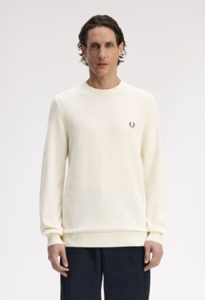 EN AVANCE - CAMICIA RICAMO ROSA FRED PERRY – GIROCOLLO M/L PIQUET ECRU