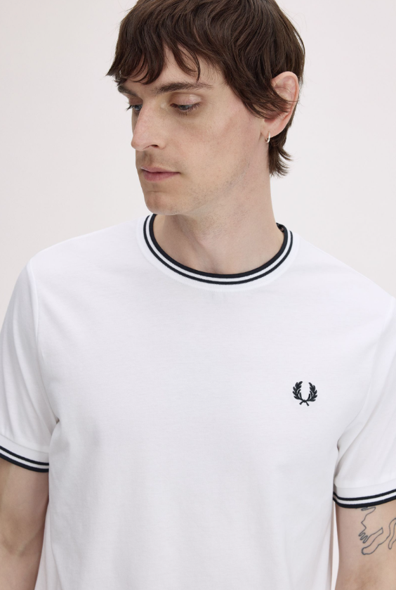 FRED PERRY - T-SHIRT BORDINO BIANCO FRED PERRY – T-SHIRT BORDINO BIANCO