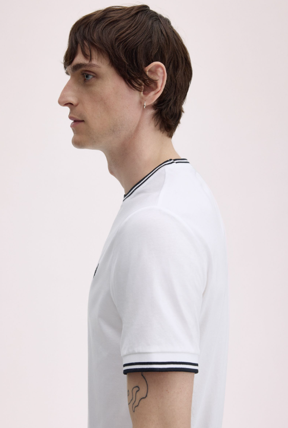 FRED PERRY - T-SHIRT BORDINO BIANCO FRED PERRY – T-SHIRT BORDINO BIANCO