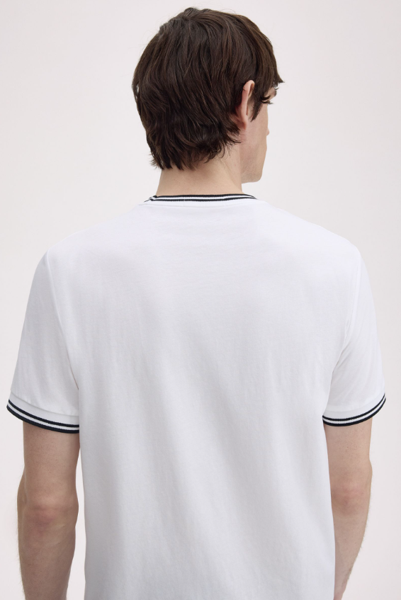 FRED PERRY - T-SHIRT BORDINO BIANCO FRED PERRY – T-SHIRT BORDINO BIANCO