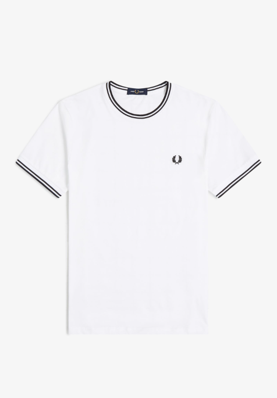 FRED PERRY - T-SHIRT BORDINO BIANCO FRED PERRY – T-SHIRT BORDINO BIANCO